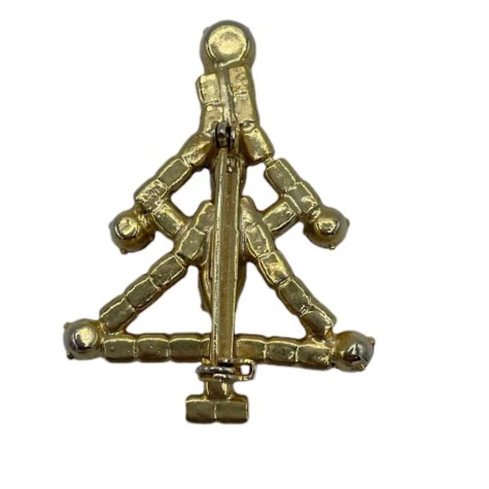 Vintage Christmas Tree Brooch Pin Open Work Prong-Set Colored & Clear Rhinestone - Picture 5 of 7